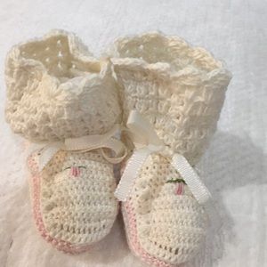 Vintage newborn baby booties